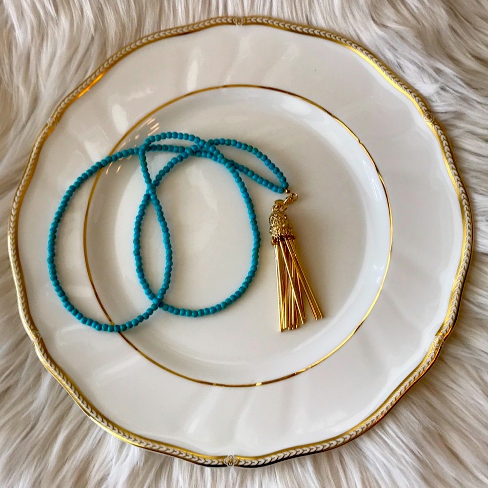 Turquoise Color Statement Necklace - Picture 2 of 6